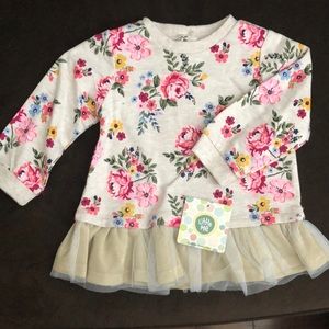 Size 18m floral long sleeve blouse w/ light tutu